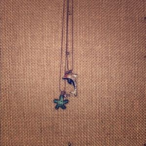 Betsey Johnson Dolphin starfish double necklace